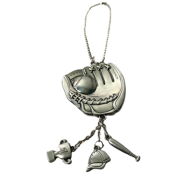 Baseball Glove & Charms Keychain Necklace Pendant Sports Mitt Cap Bat - Picture 4 of 6